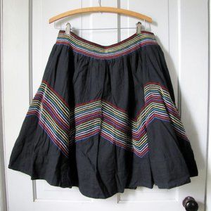 Anthropologie Lithe Rainbow Ric Rac Cotton Circle Skirt XL XXL